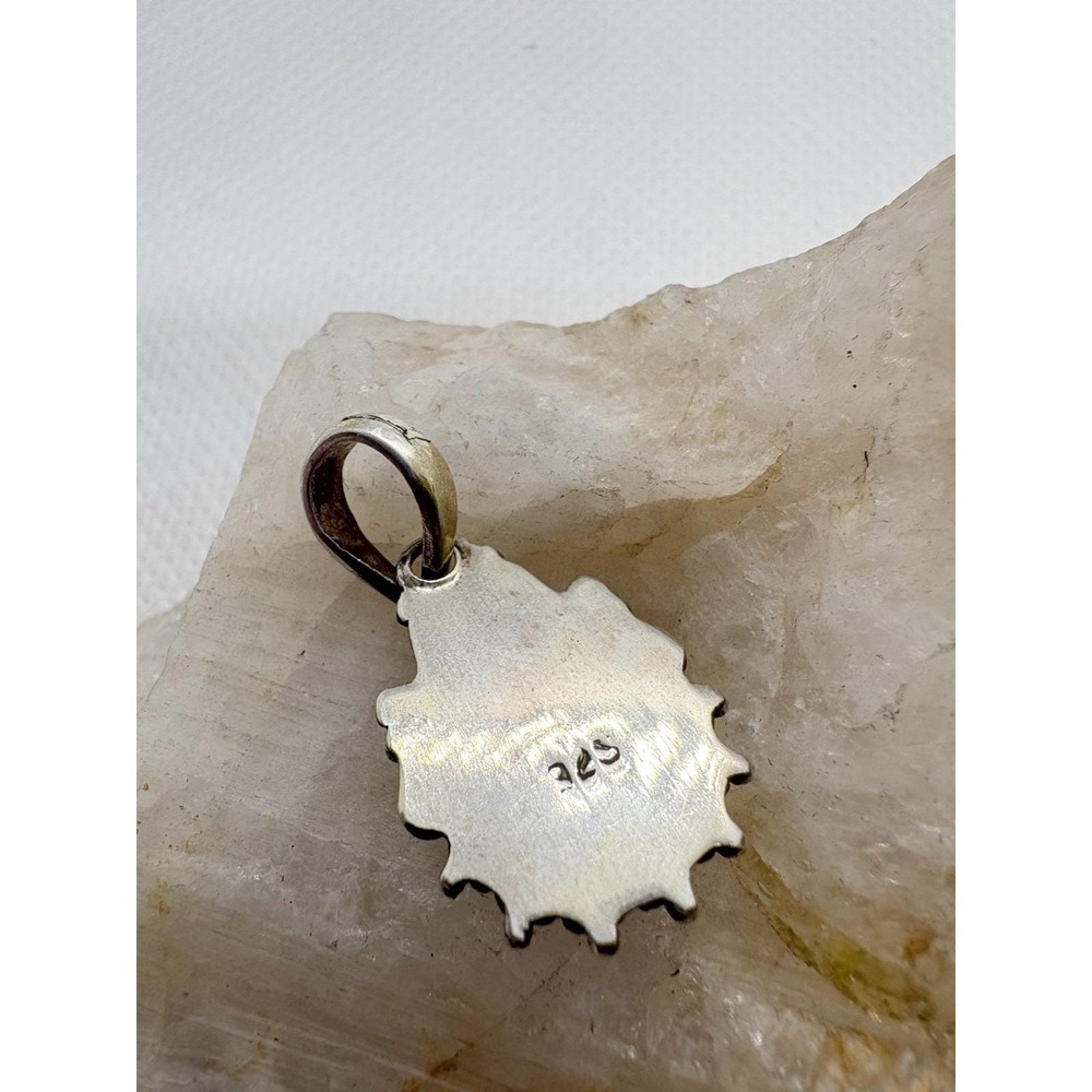 Vintage Sterling Silver 925 Turquoise Pendant Southwestern Teardrop Setting 3g - Picture 4 of 8
